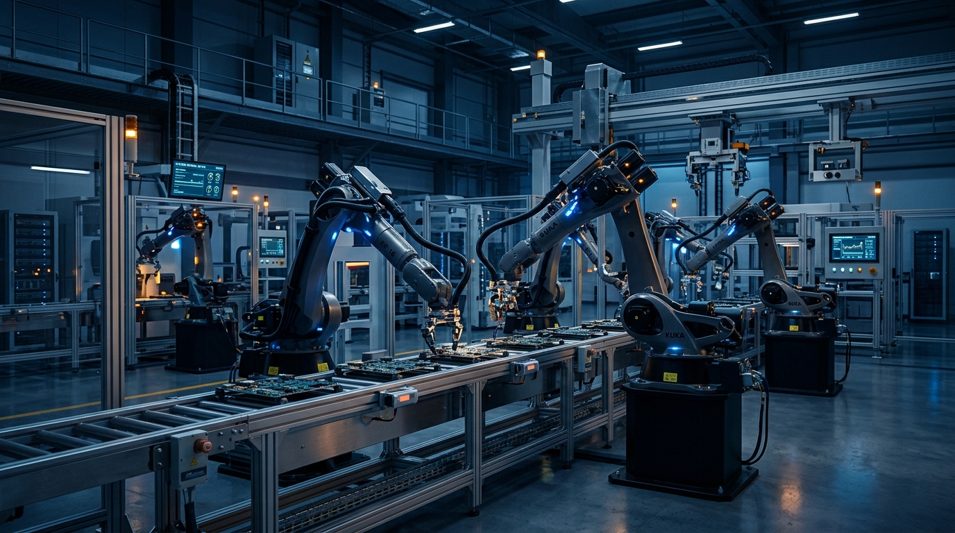 Smart factory automated robotics production line